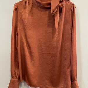 Burnt orange tie neck top